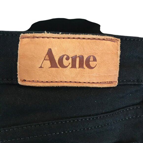 NWOT Acne Kex Wet Black Woman's 5 Pocket Zip Up Jeans Size 26 - Picture 6 of 8